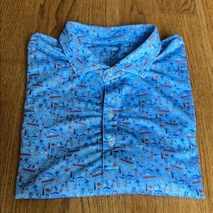 johnnie-O Blue Polo Lightweight Moisture-Wicking Shirt